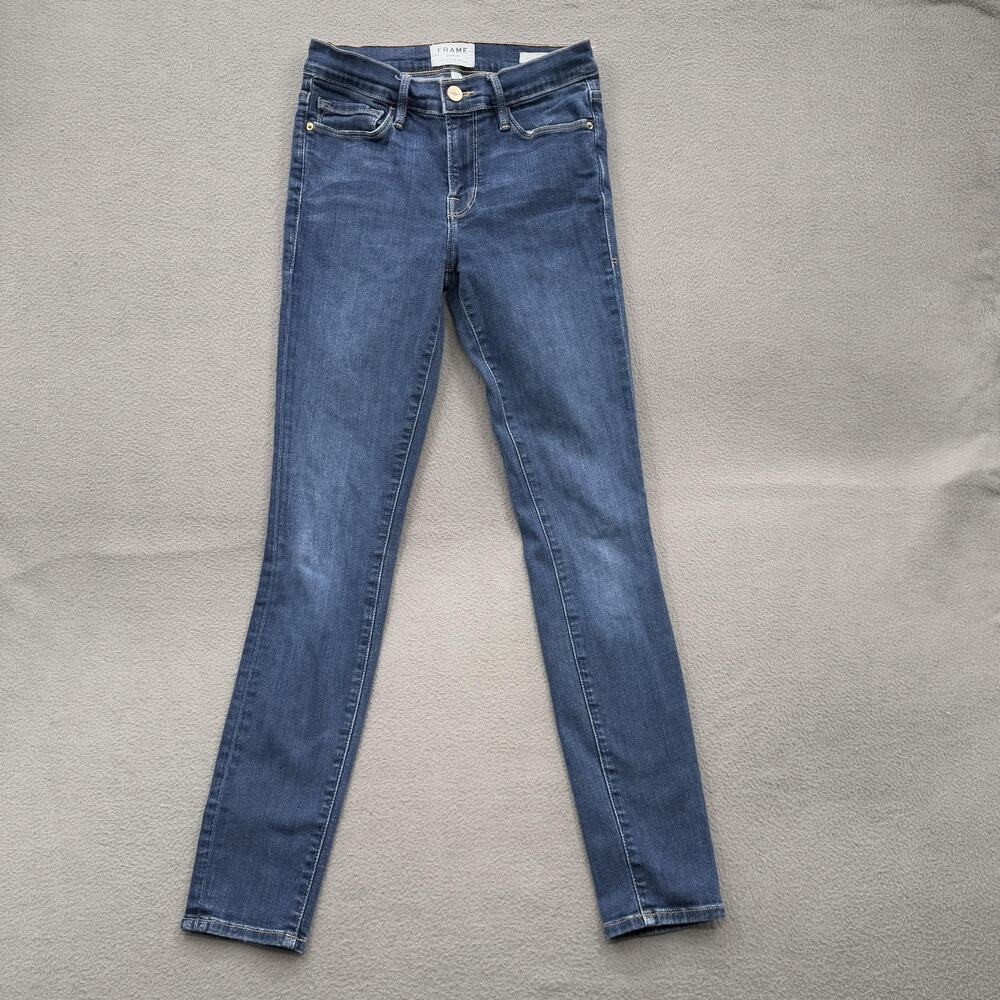 Frame Denim Jeans Womens 26 Le Skinny de Jeanne Made USA Queens Way Blue Stretch